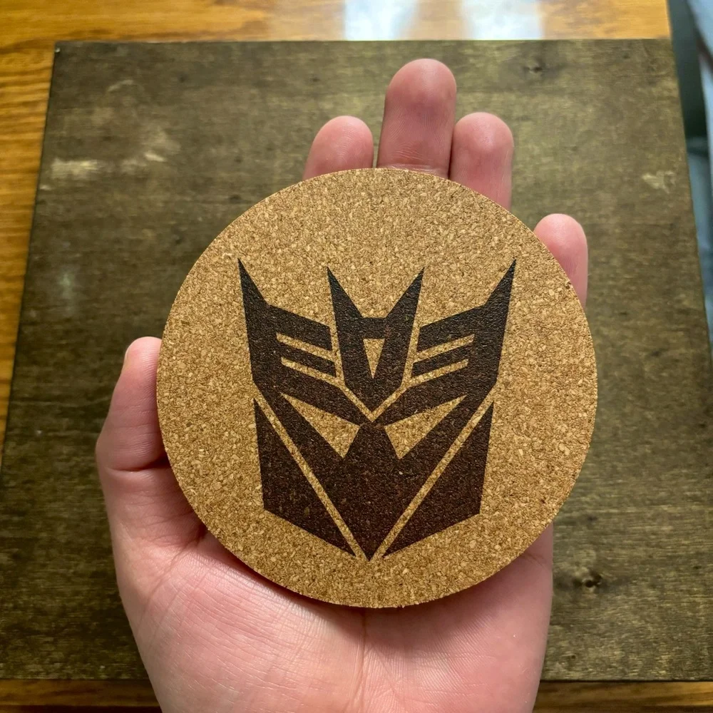 Transformers Decepticon Symbol Laser Engraved Cork Coaster